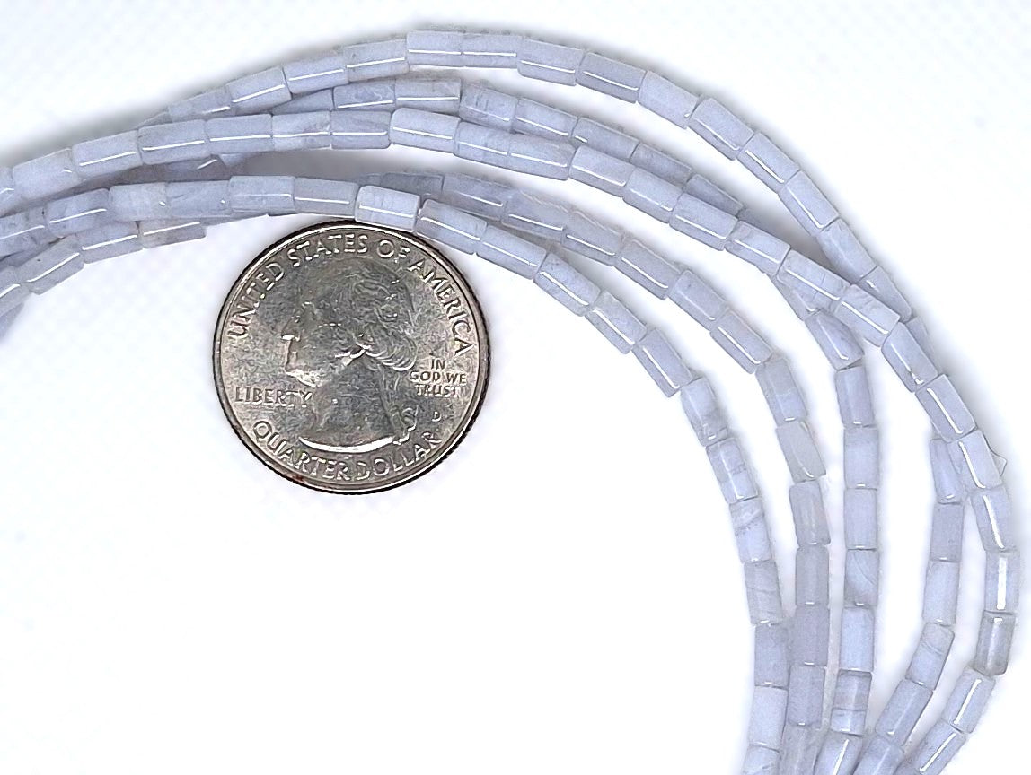 5x3mm Blue Lace Agate Round Cylinder Gemstone Beads 16-inch Strand