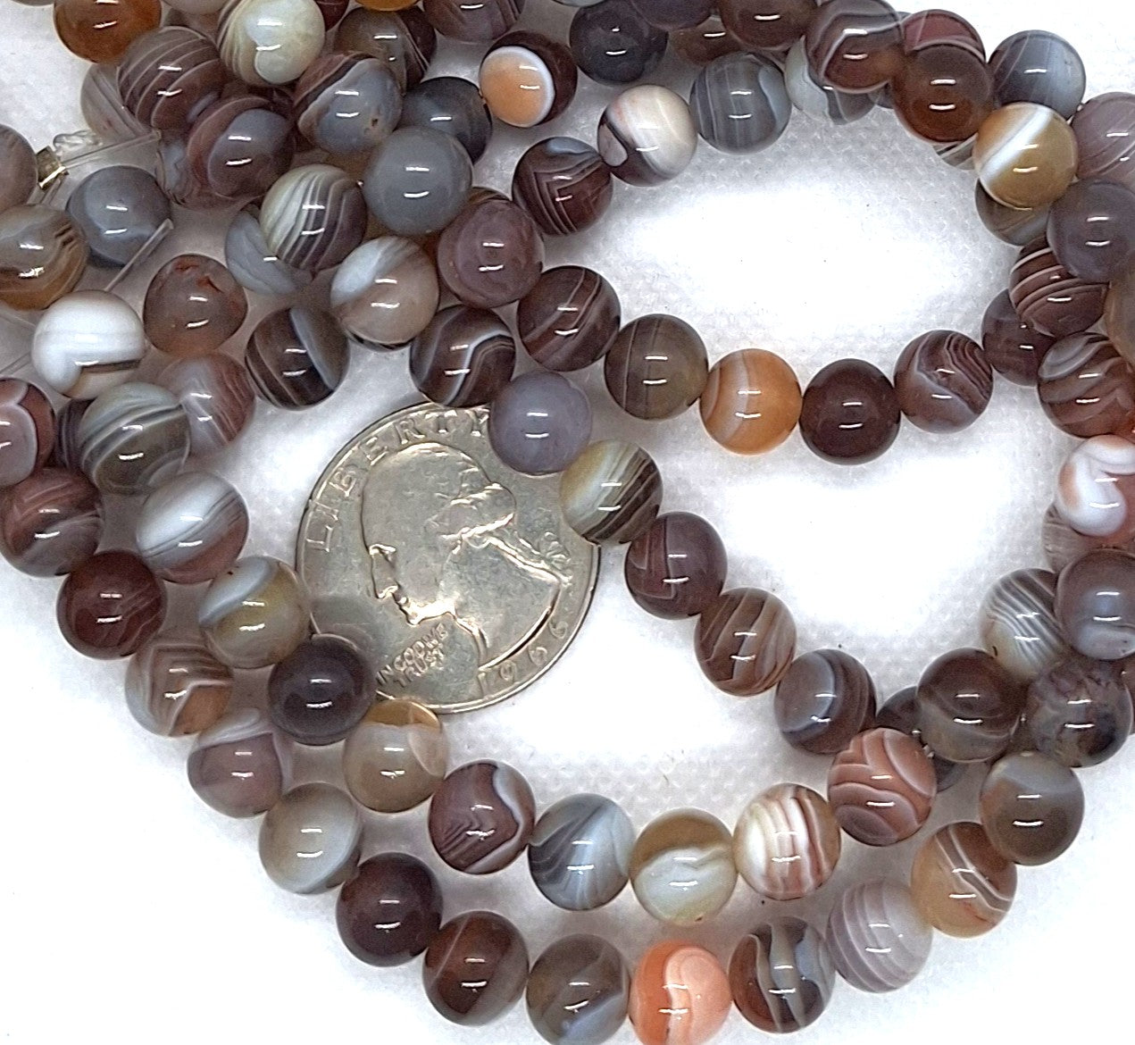 8mm Botswana Agate Round Gemstone Beads 16-Inch Strand