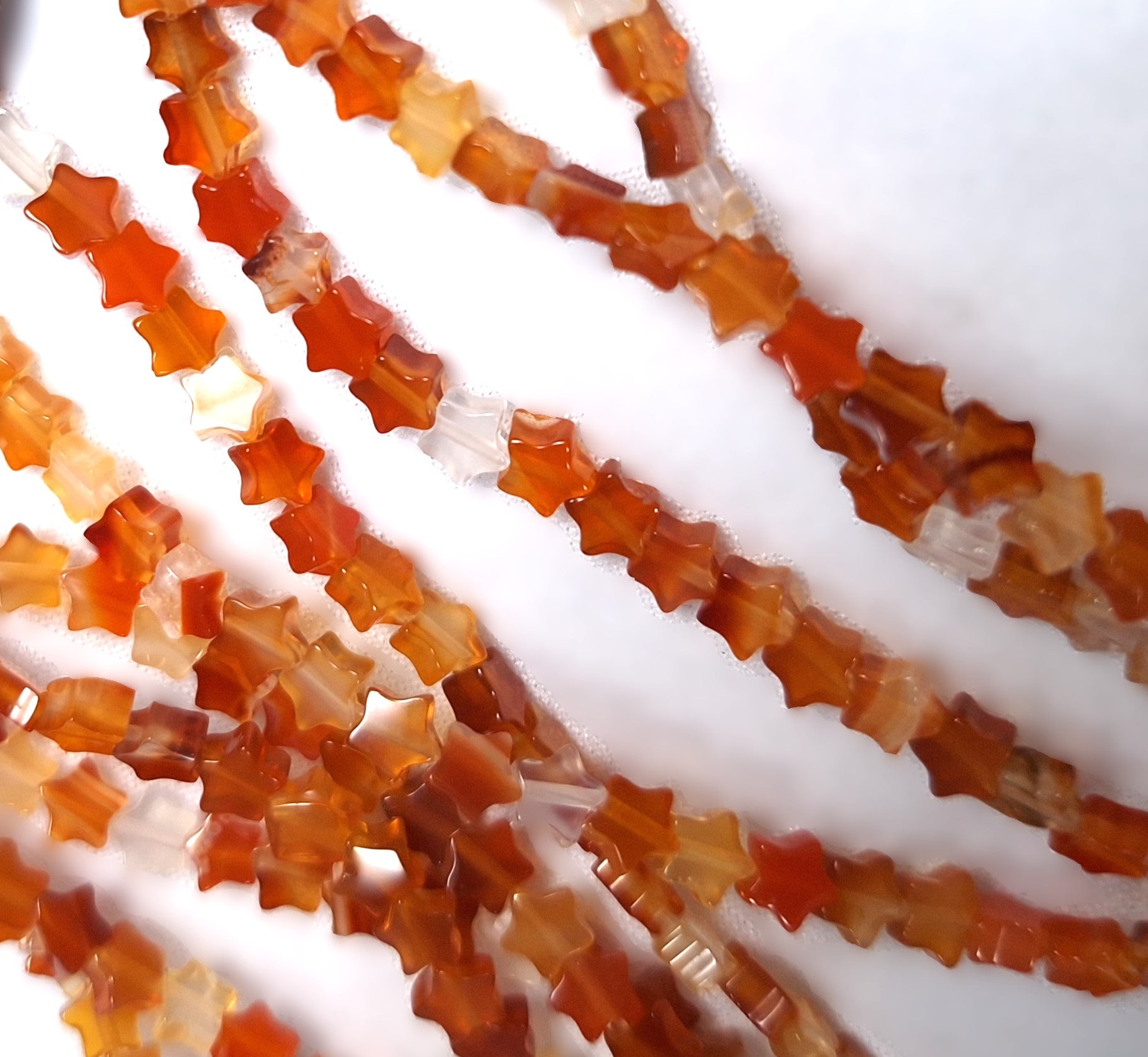4mm Carnelian Flat Star Gemstone Beads 16-Inch Strand