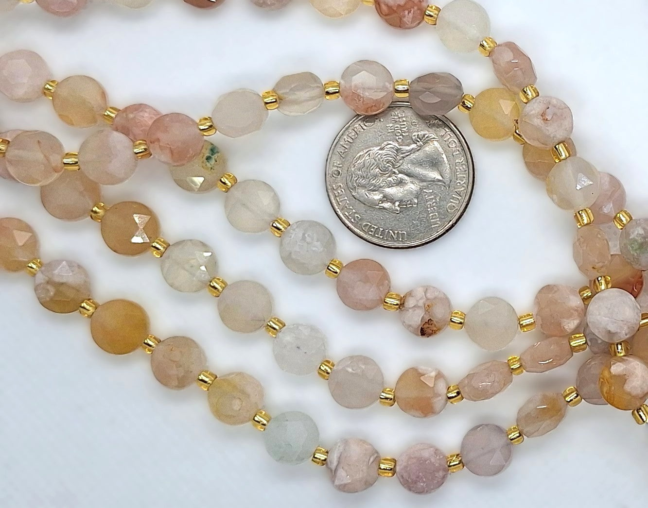 8mm Cherry Agate Faceted Star Coin Gemstone Beads 8-Inch Strand