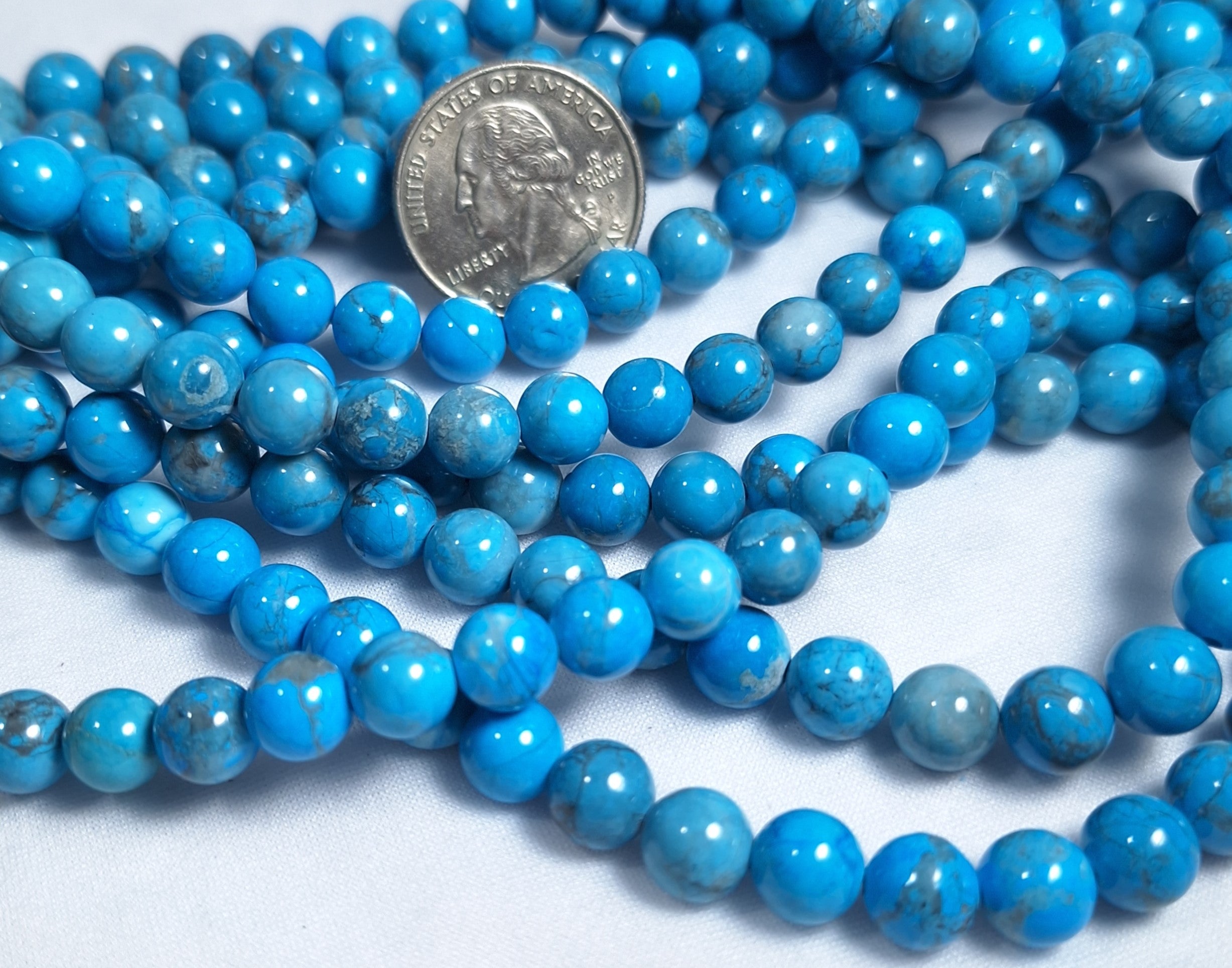 8mm Chinese Turquoise Dyed Round Gemstone Beads 16-Inch Strand