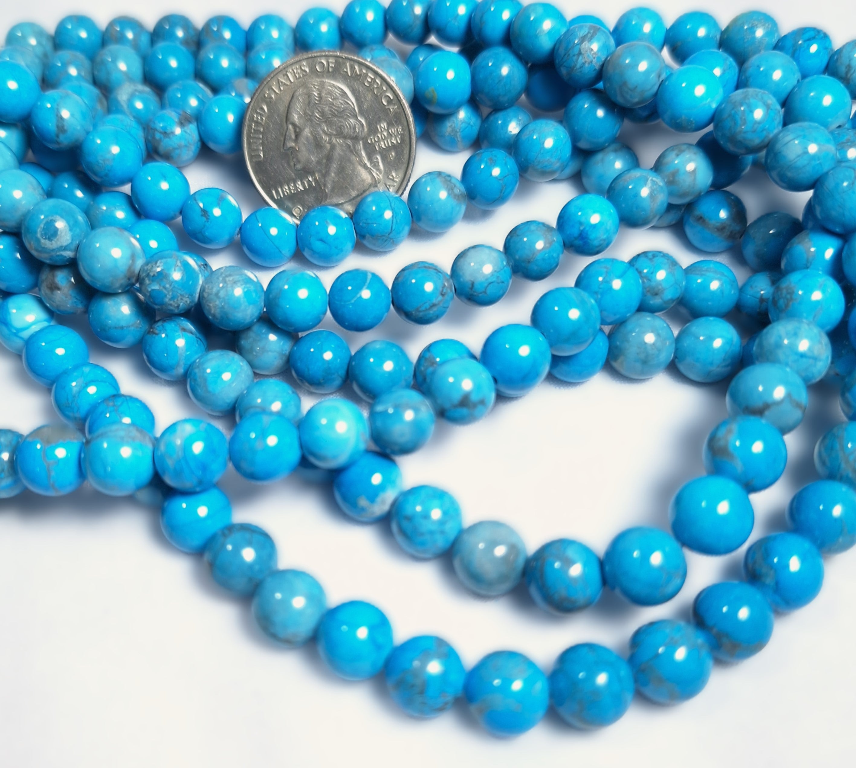 8mm Chinese Turquoise Dyed Round Gemstone Beads 16-Inch Strand