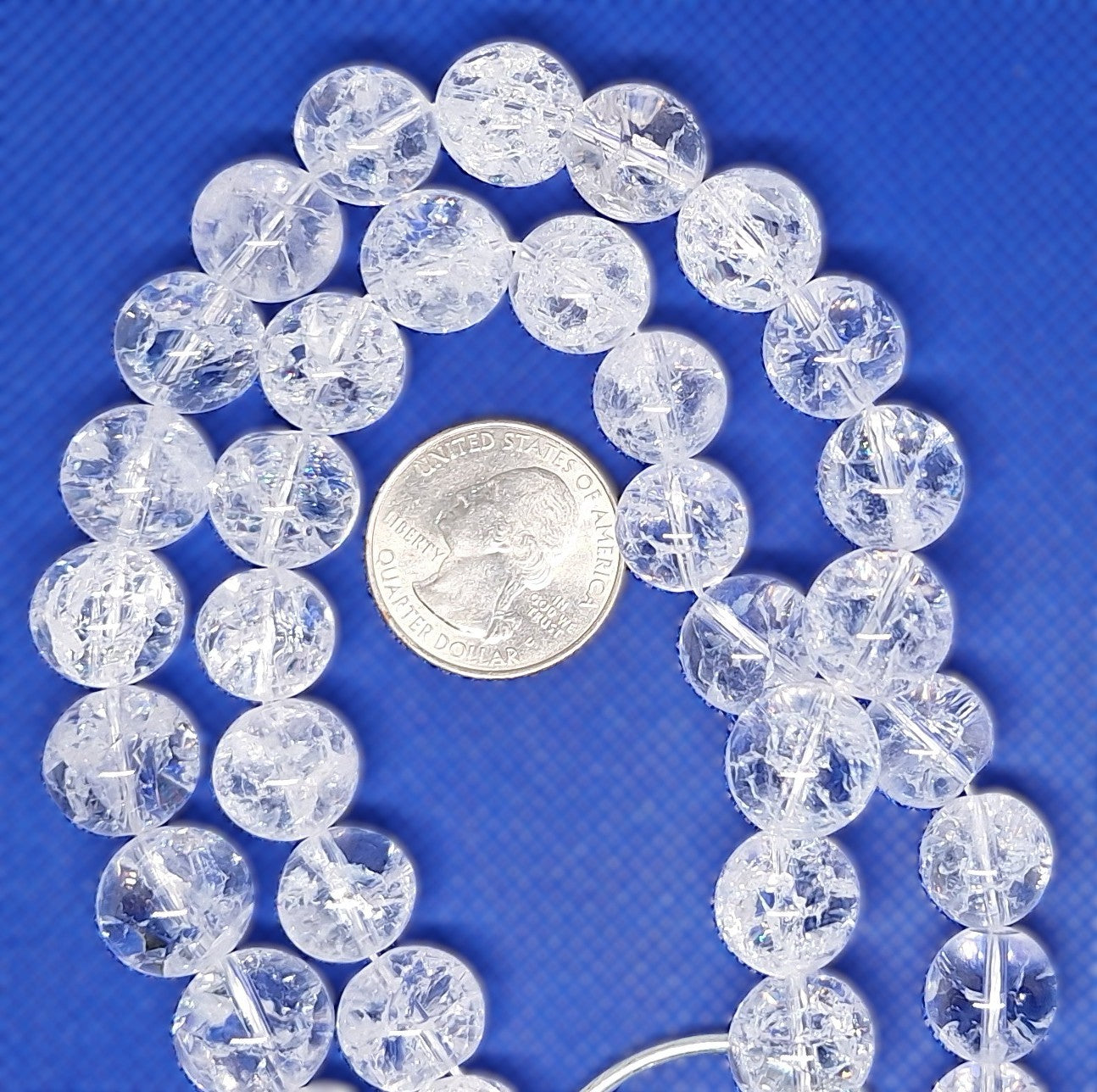 12mm Crackle Crystal Quartz Round Gemstone Beads 16-inch Strand