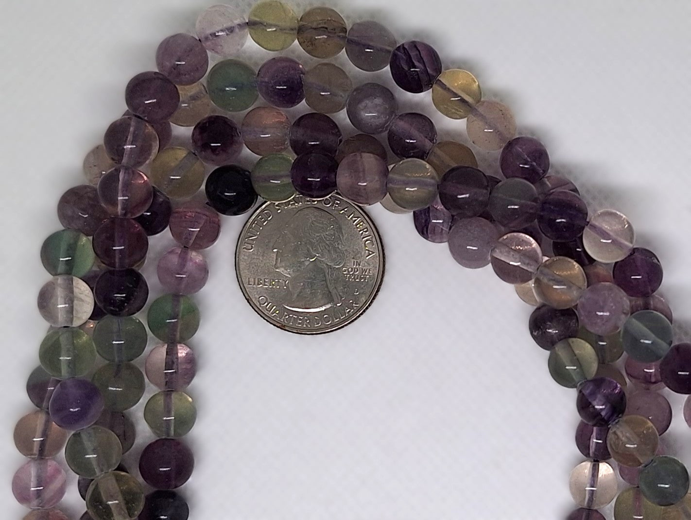 8mm Rainbow Fluorite Round Gemstone Beads 16-inch Strand