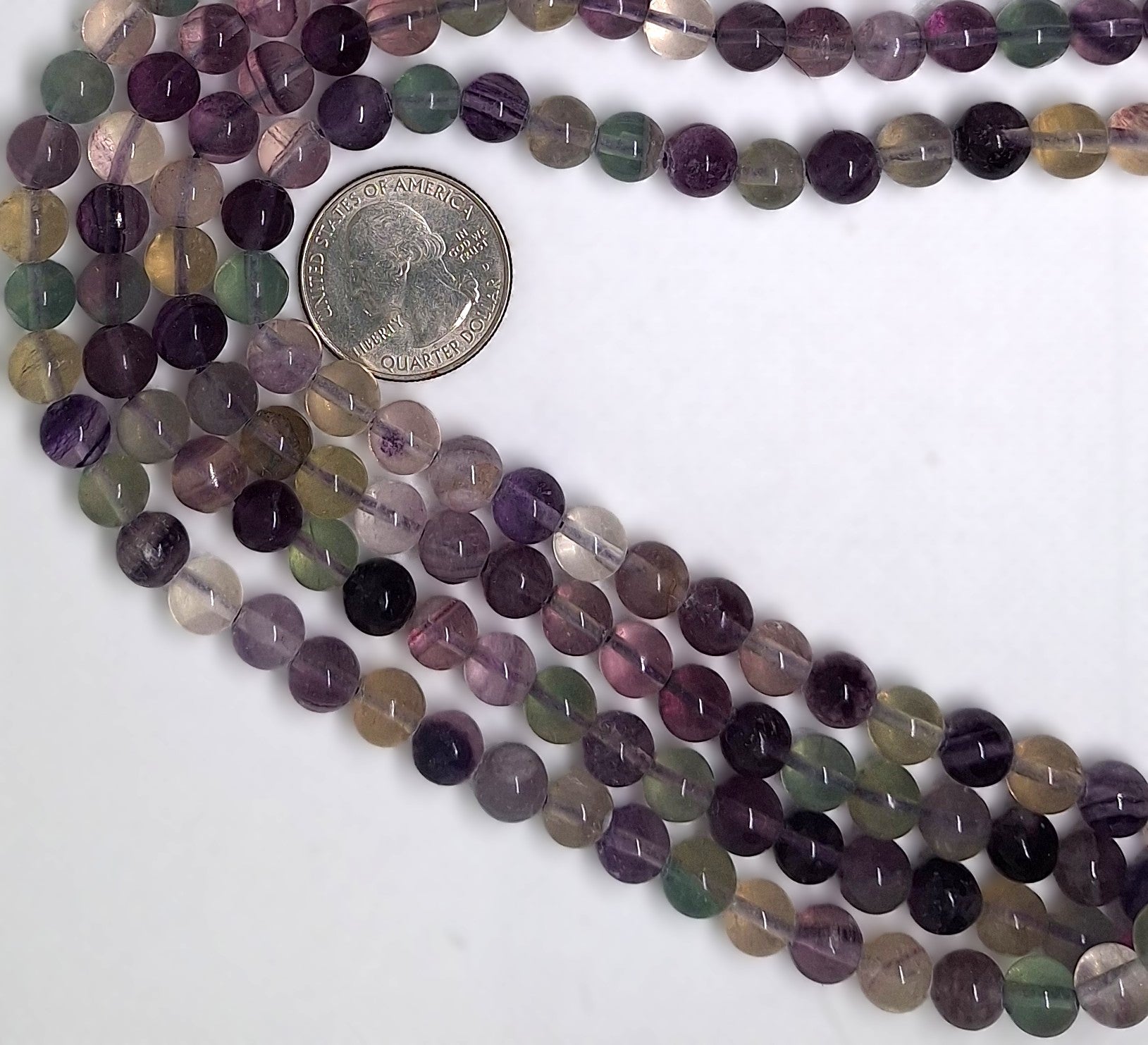 8mm Rainbow Fluorite Round Gemstone Beads 16-inch Strand