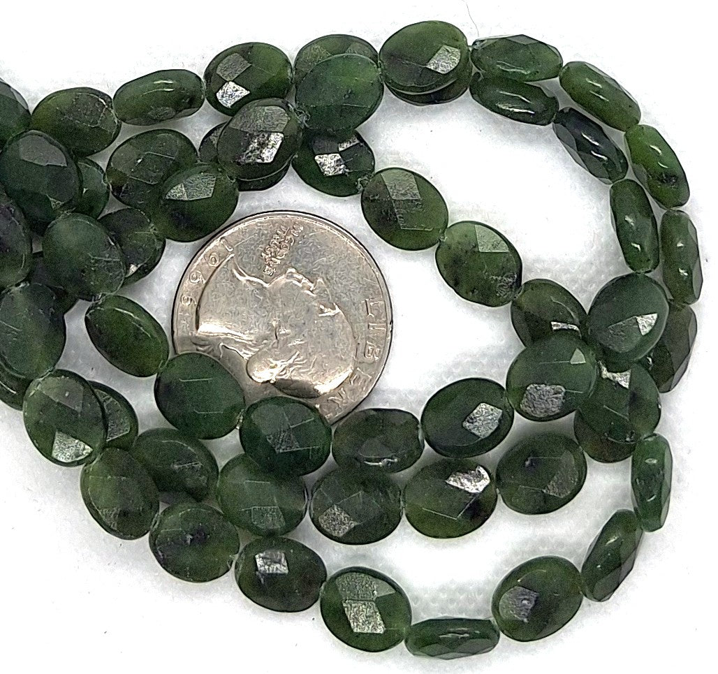 10x8mm Natural Jade Faceted Oval Gemstone Beads 16-Inch Strand