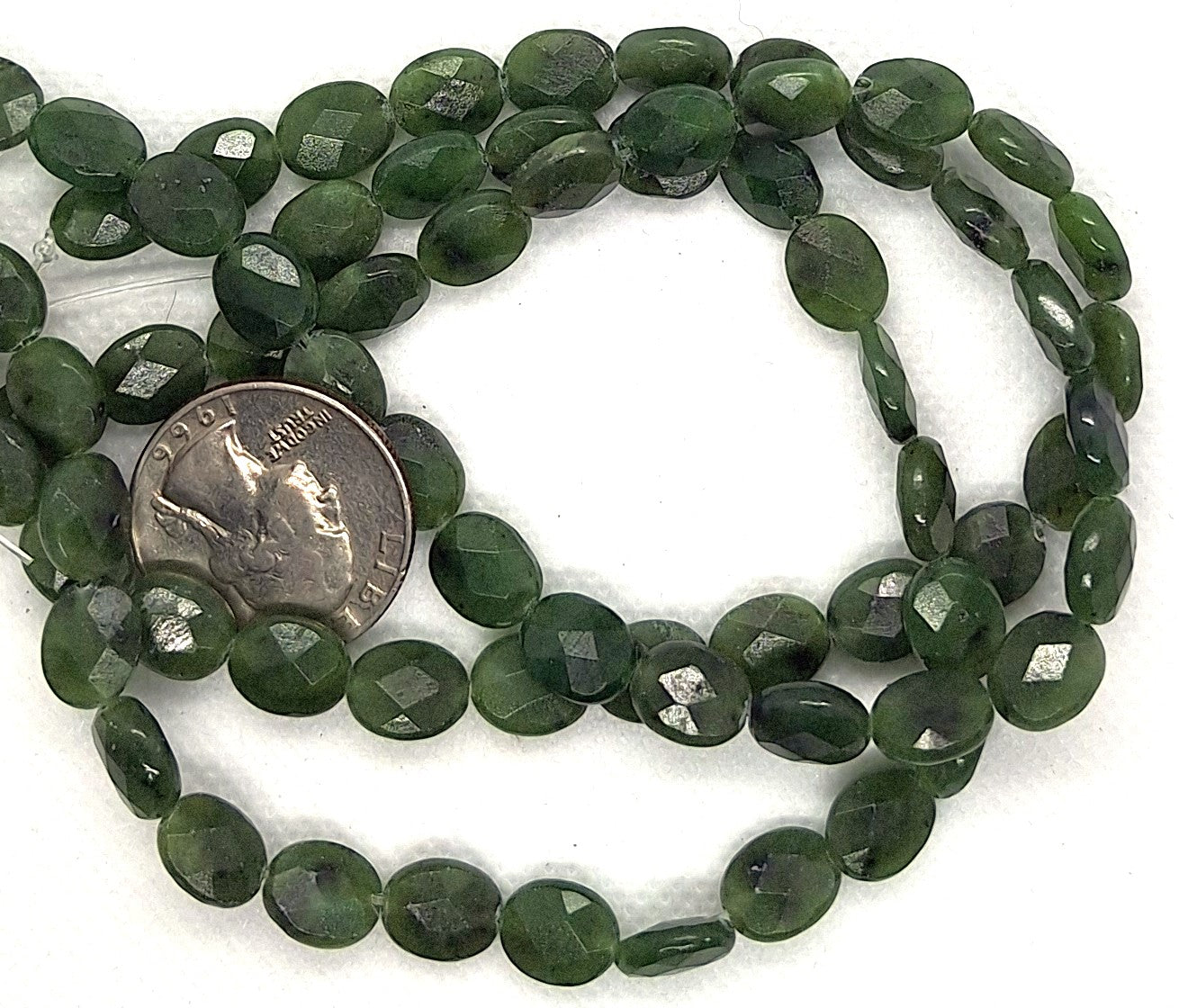 10x8mm Natural Jade Faceted Oval Gemstone Beads 16-Inch Strand