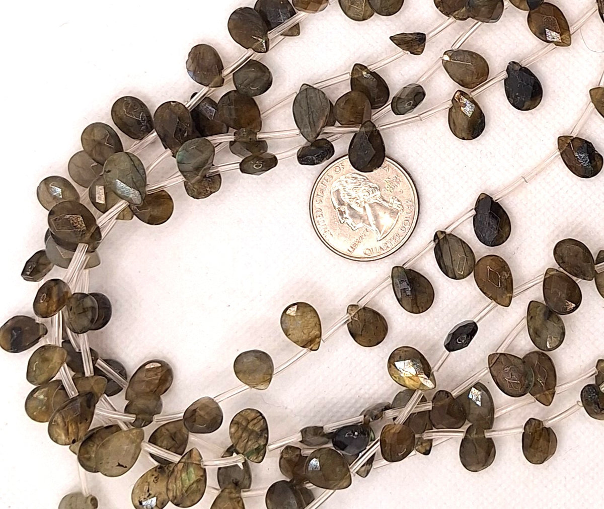 12x8mm Labradorite Faceted Briolette Teardrop Gemstone Beads 16-inch Strand