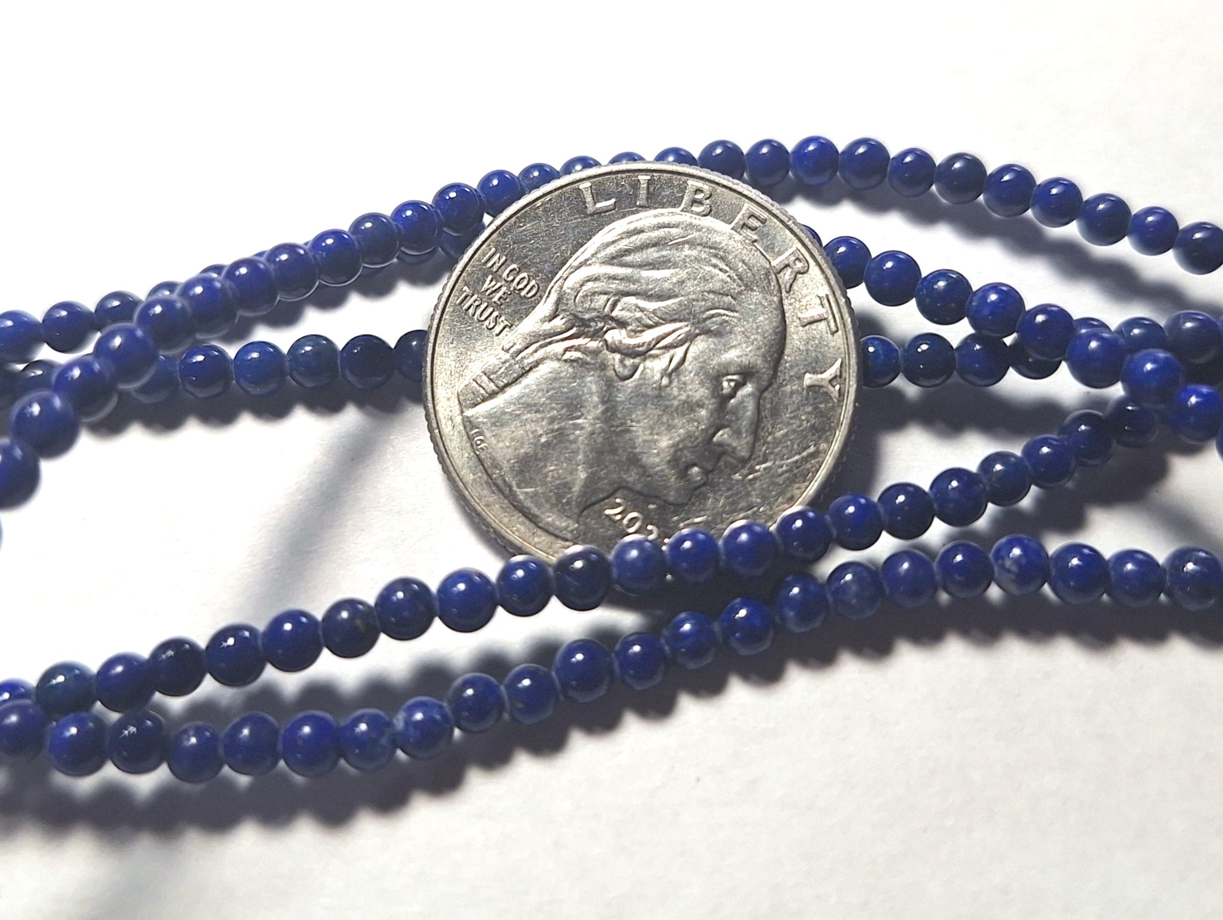 3mm Natural Blue Lapis Round Gemstone Beads 16-Inch Strand