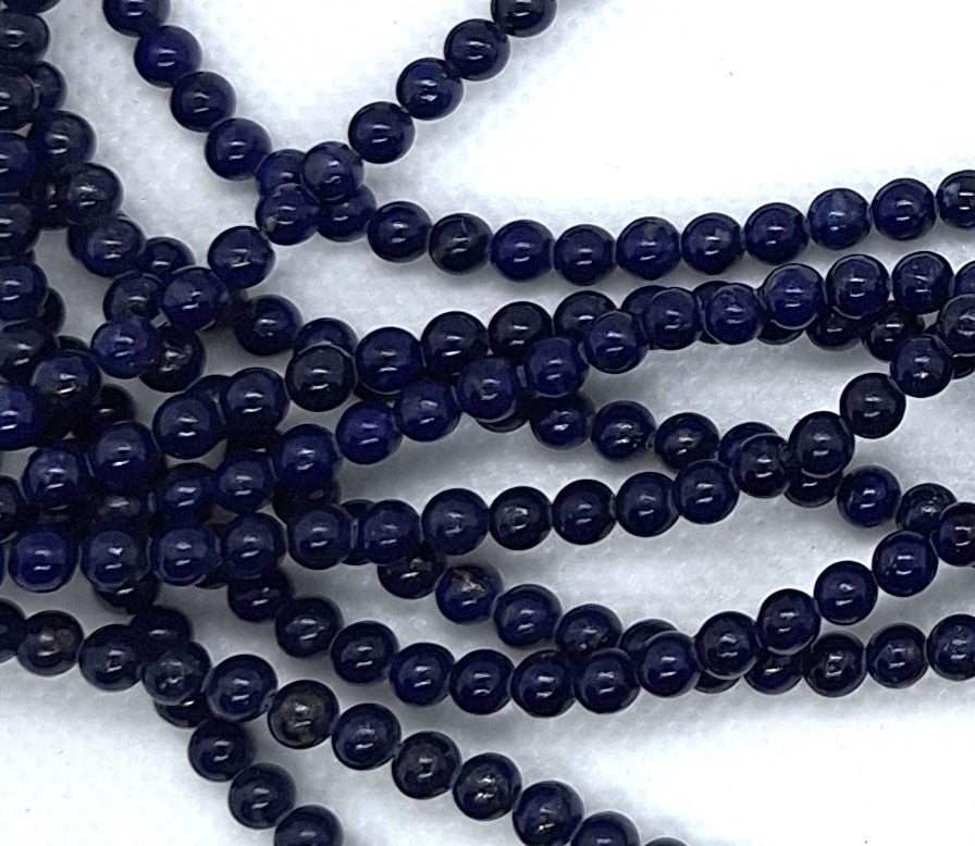 4mm Natural Lapis Round Gemstone Beads 16-Inch Strand