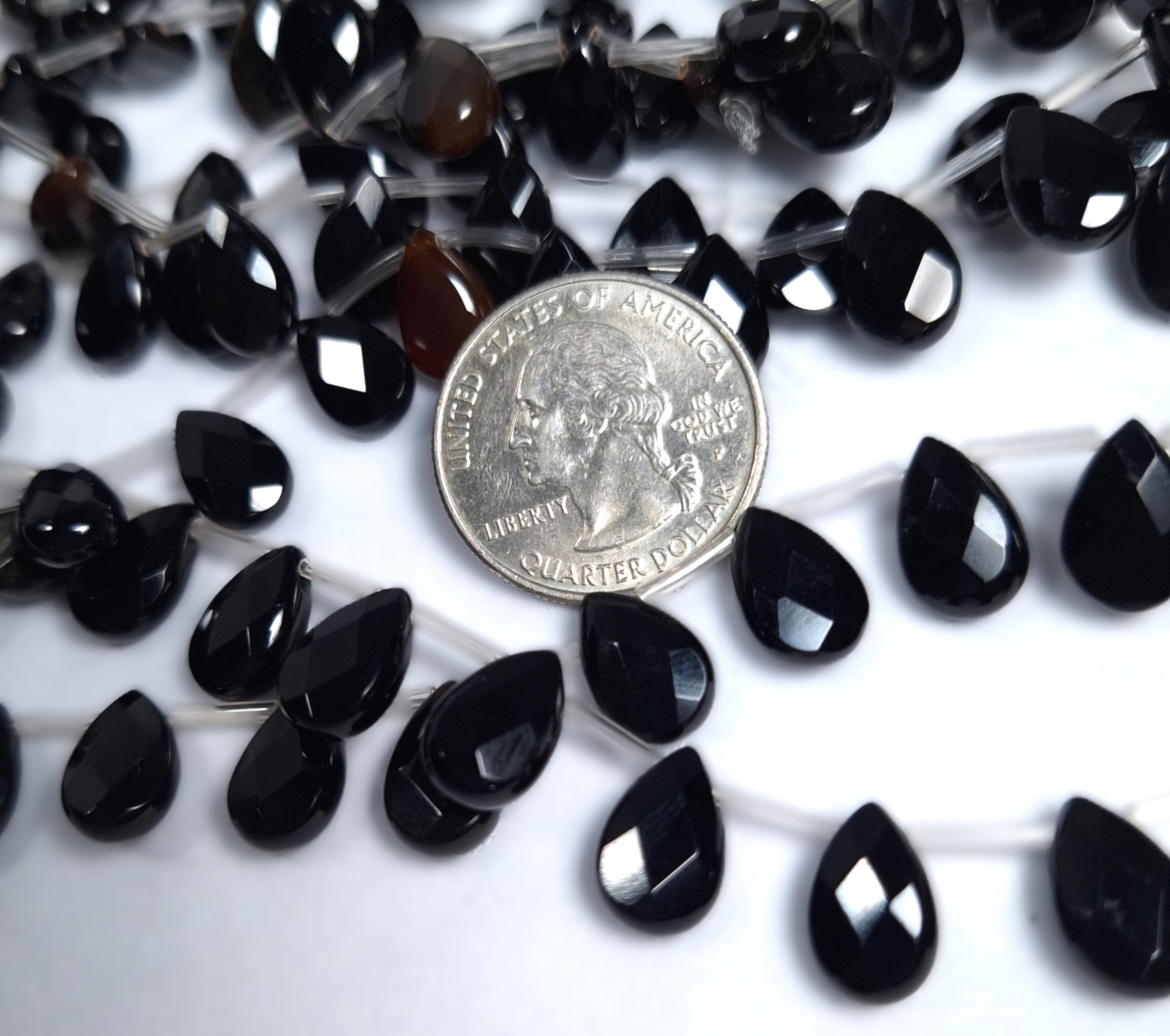 12x8mm Black Onyx Faceted Teardrop Briolette Gemstone Beads 16-Inch Strand