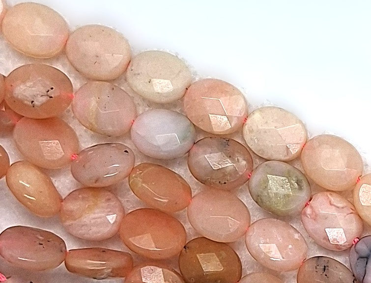 10x8mm Pink Opal Faceted Oval Gemstone Beads 16-Inch Strand