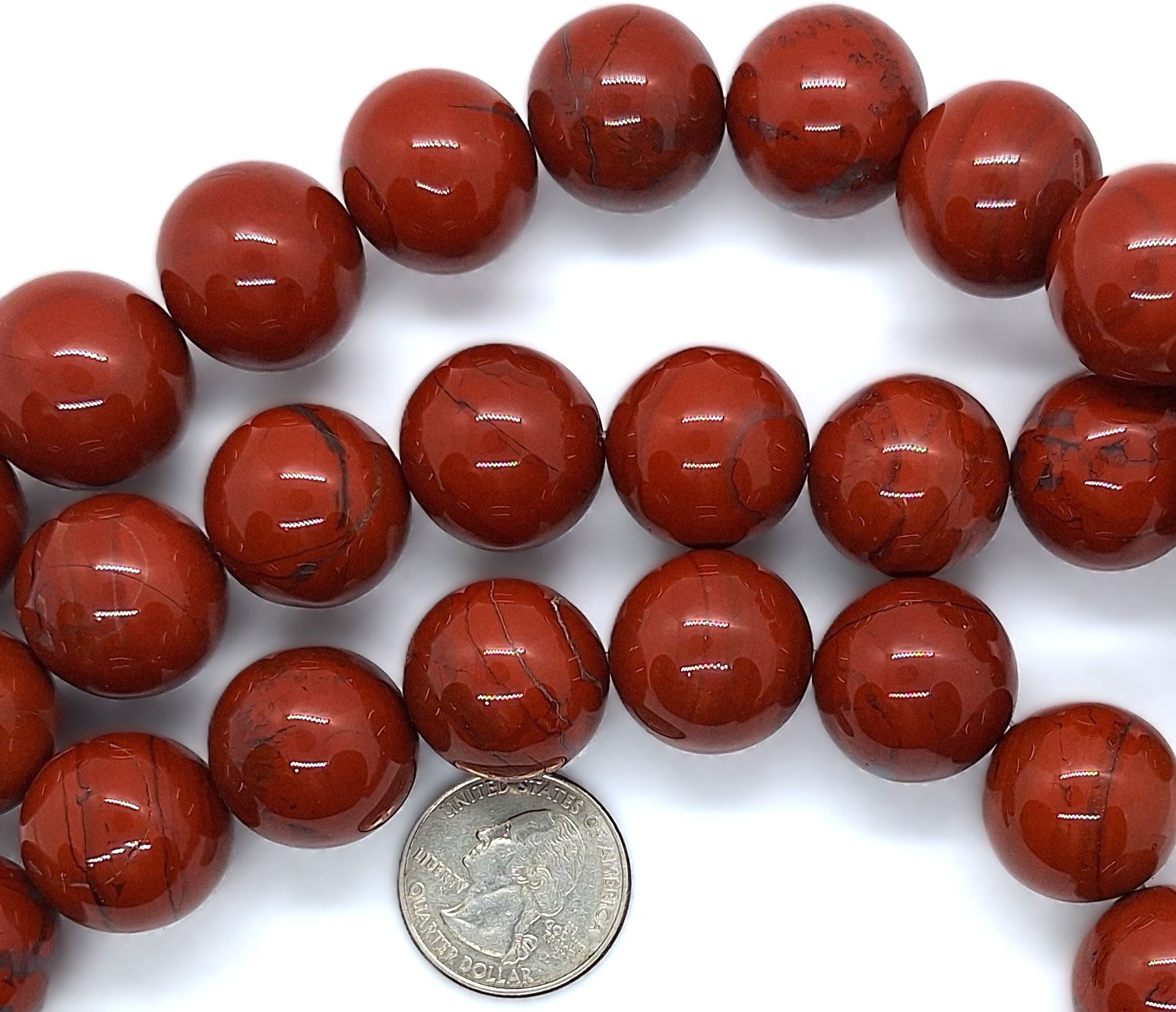 20mm Red Jasper Round Gemstone Beads 8-Inch Strand