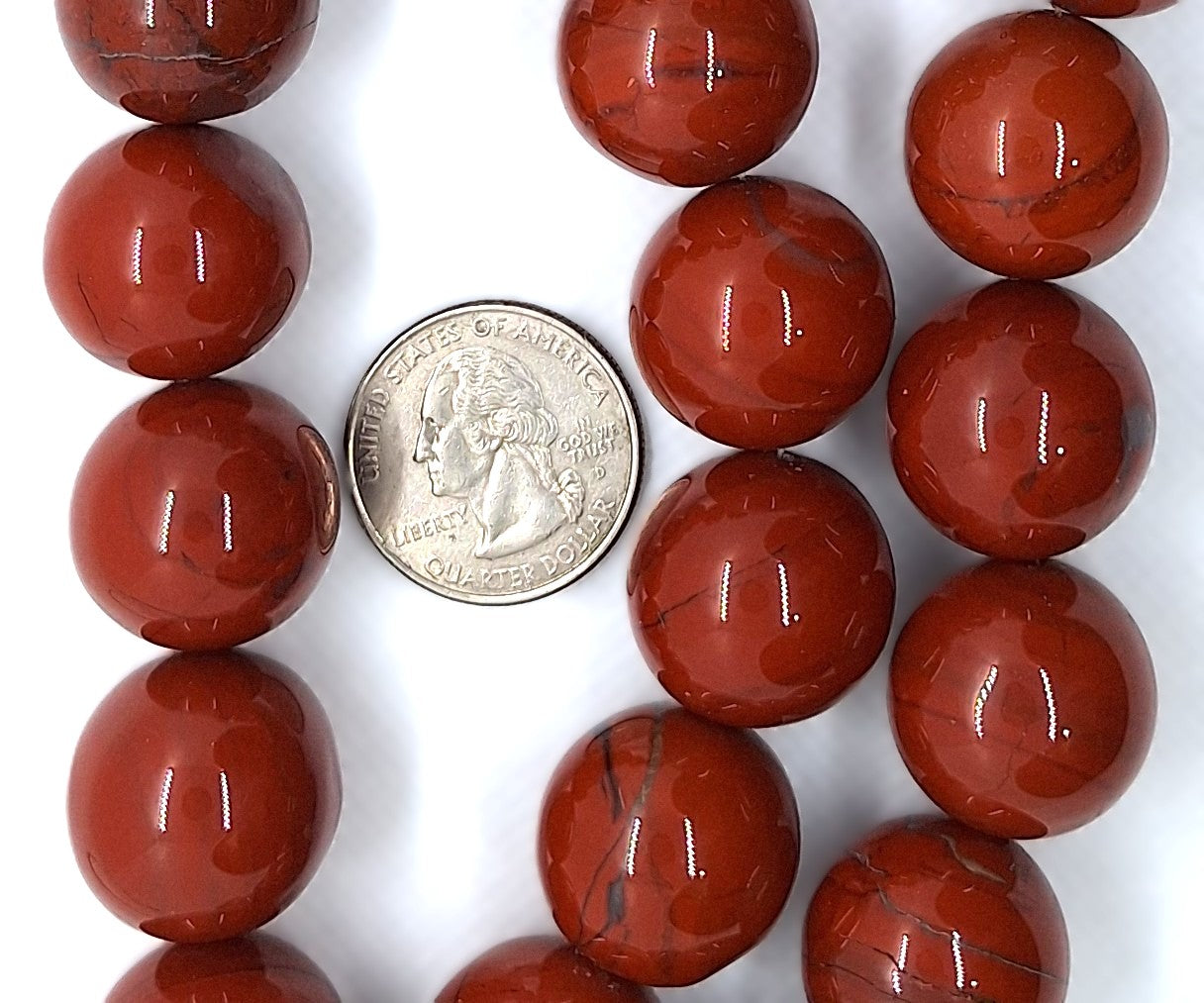 20mm Red Jasper Round Gemstone Beads 8-Inch Strand