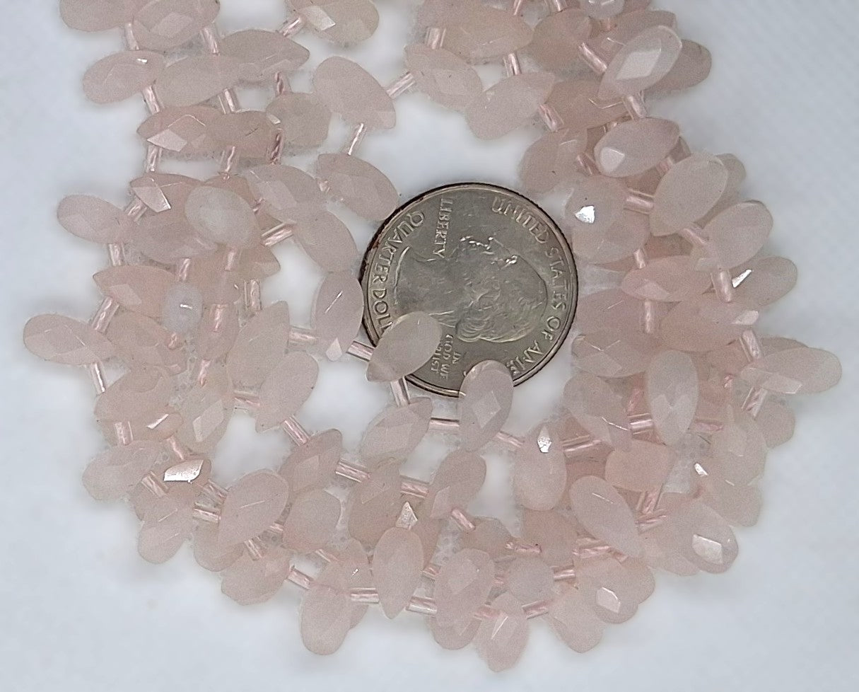 10x5mm Rose Quartz Teardrop Briolette Faceted Gemstone Beads 16-Inch Strand