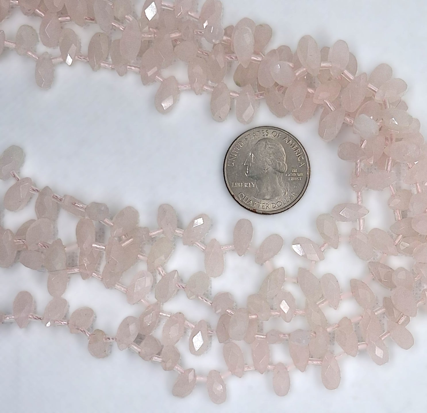 10x5mm Rose Quartz Teardrop Briolette Faceted Gemstone Beads 16-Inch Strand