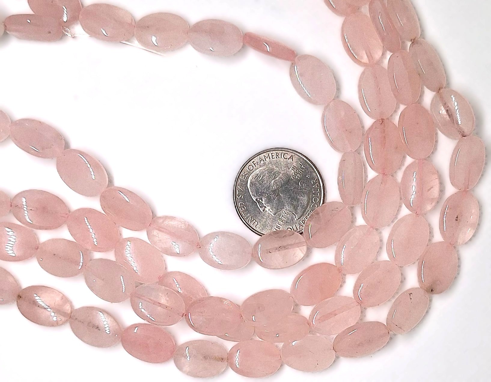 14x10mm Rose Quartz Puff Oval Gemstone Beads 16-inch Strand