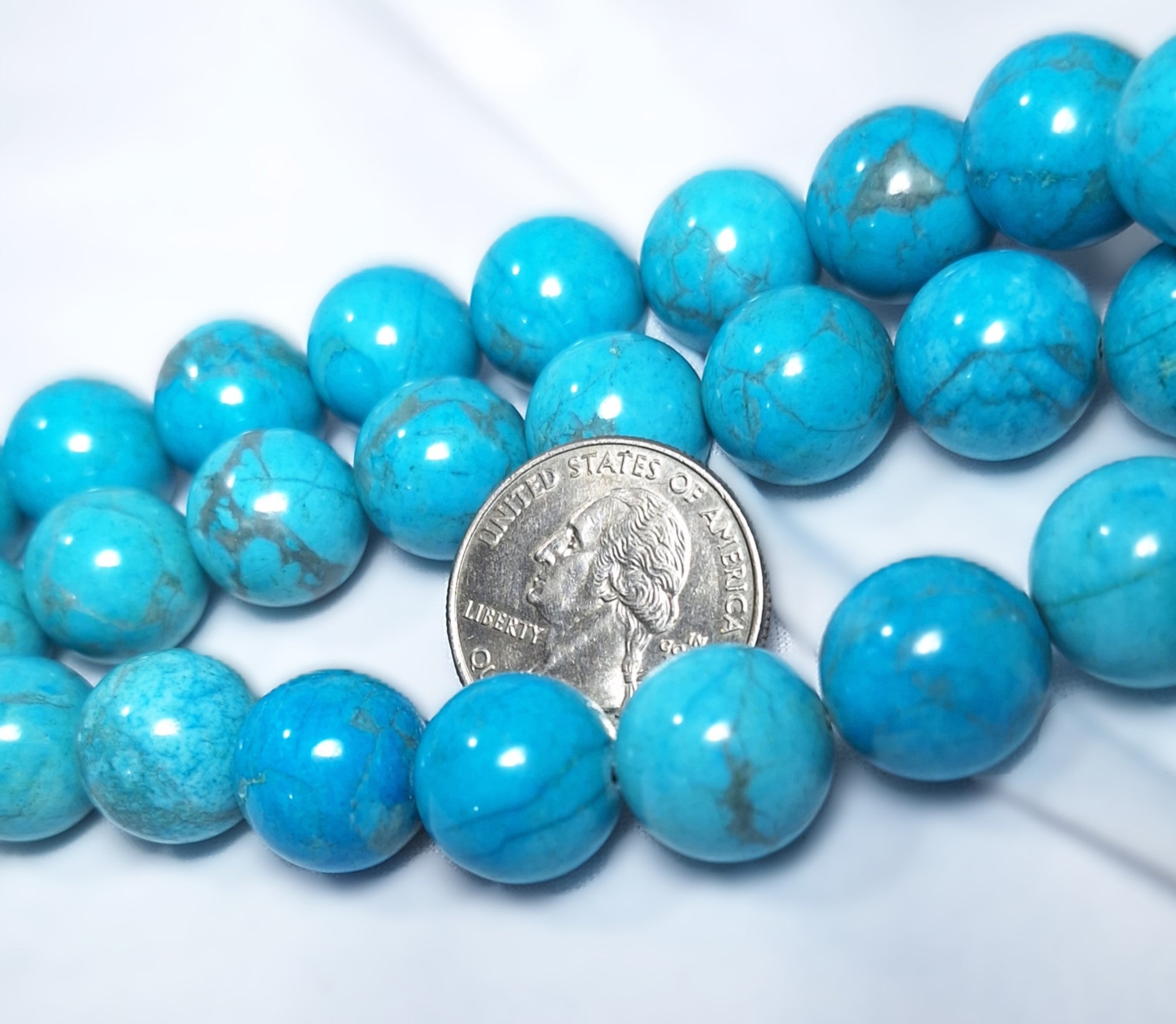 14mm Turquoise Dyed Howlite Gemstone Beads 16-Inch Strand