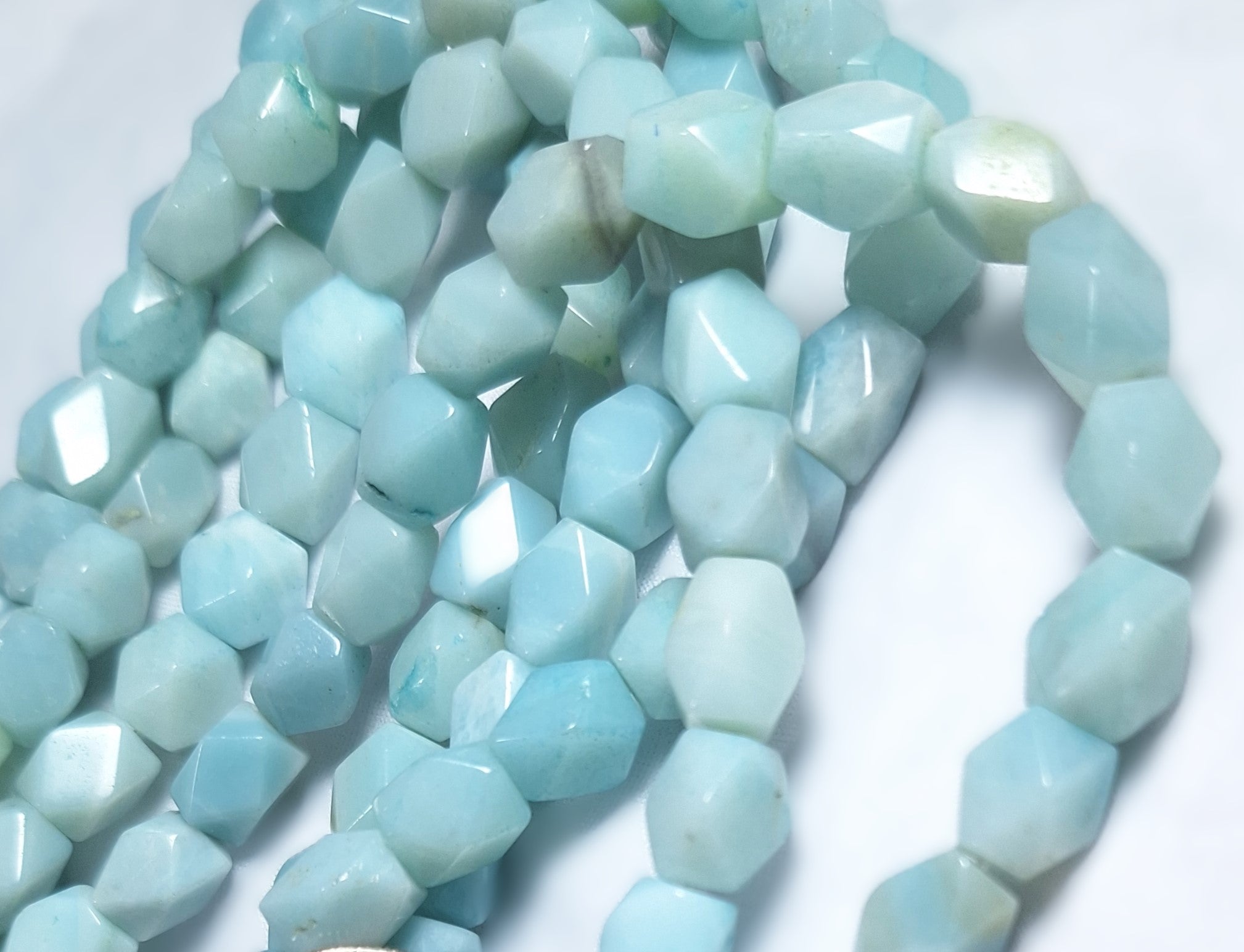 10x7mm Amazonite Baroque Faceted Barrel Gemstone Beads 16-Inch Strand