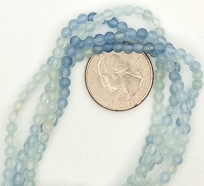 4mm Aquamarine Round Gemstone Beads 8-inch Strand