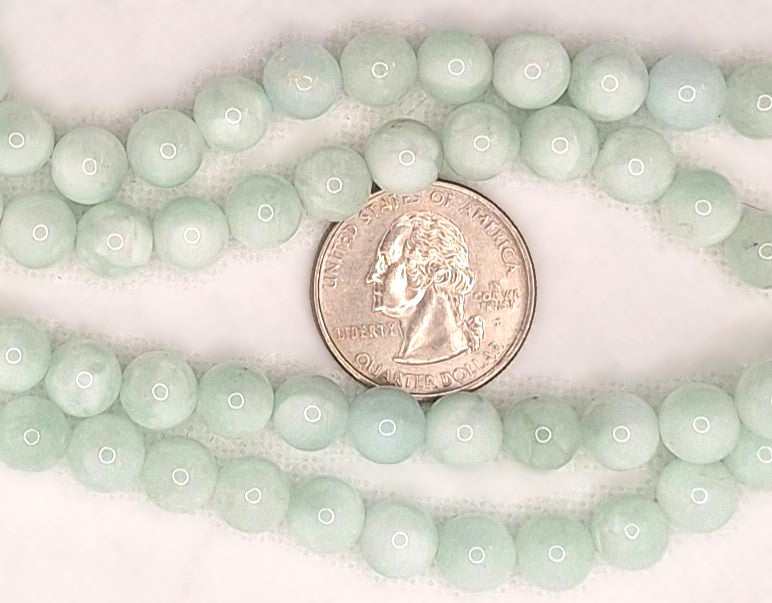 8mm Green Angelite Round Gemstone Beads 8-Inch Strand