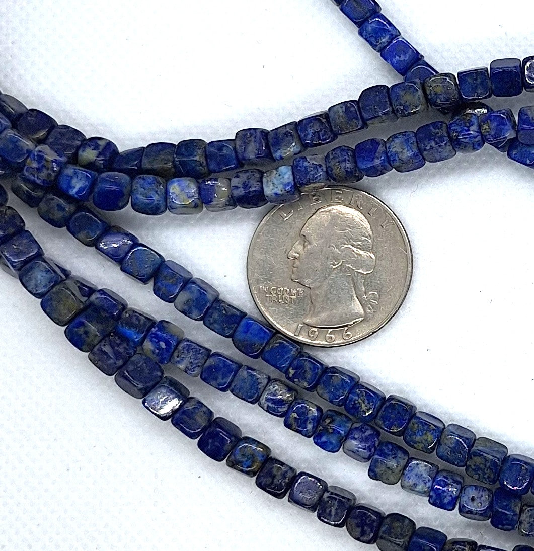 5mm Lapis Irregular Cube Gemstone Beads 16-Inch Strand