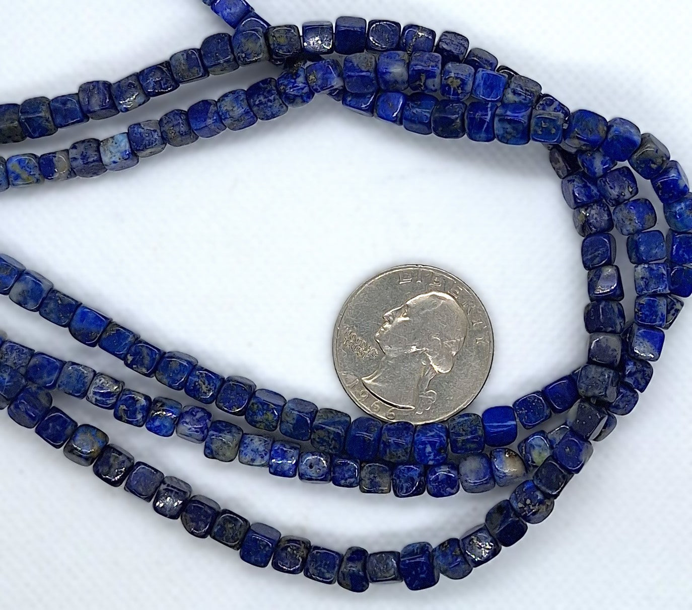 5mm Lapis Irregular Cube Gemstone Beads 16-Inch Strand
