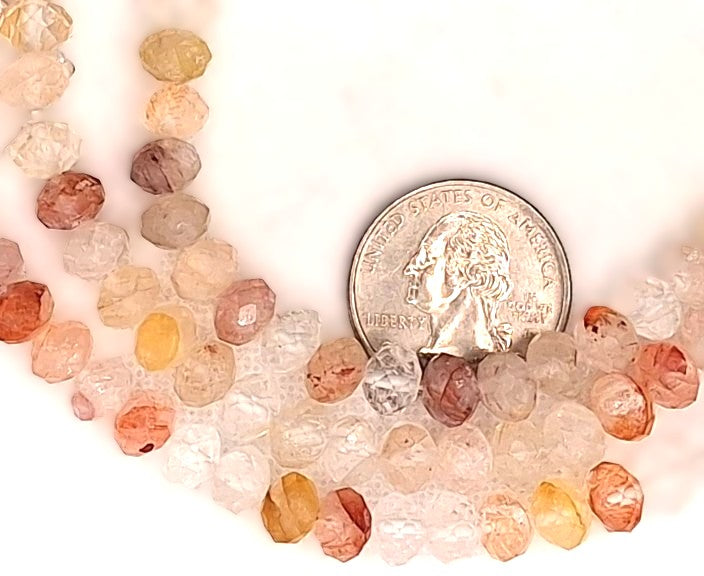 8x5mm Red Quartz Faceted Rondelle Gemstone Beads 8-Inch Strand
