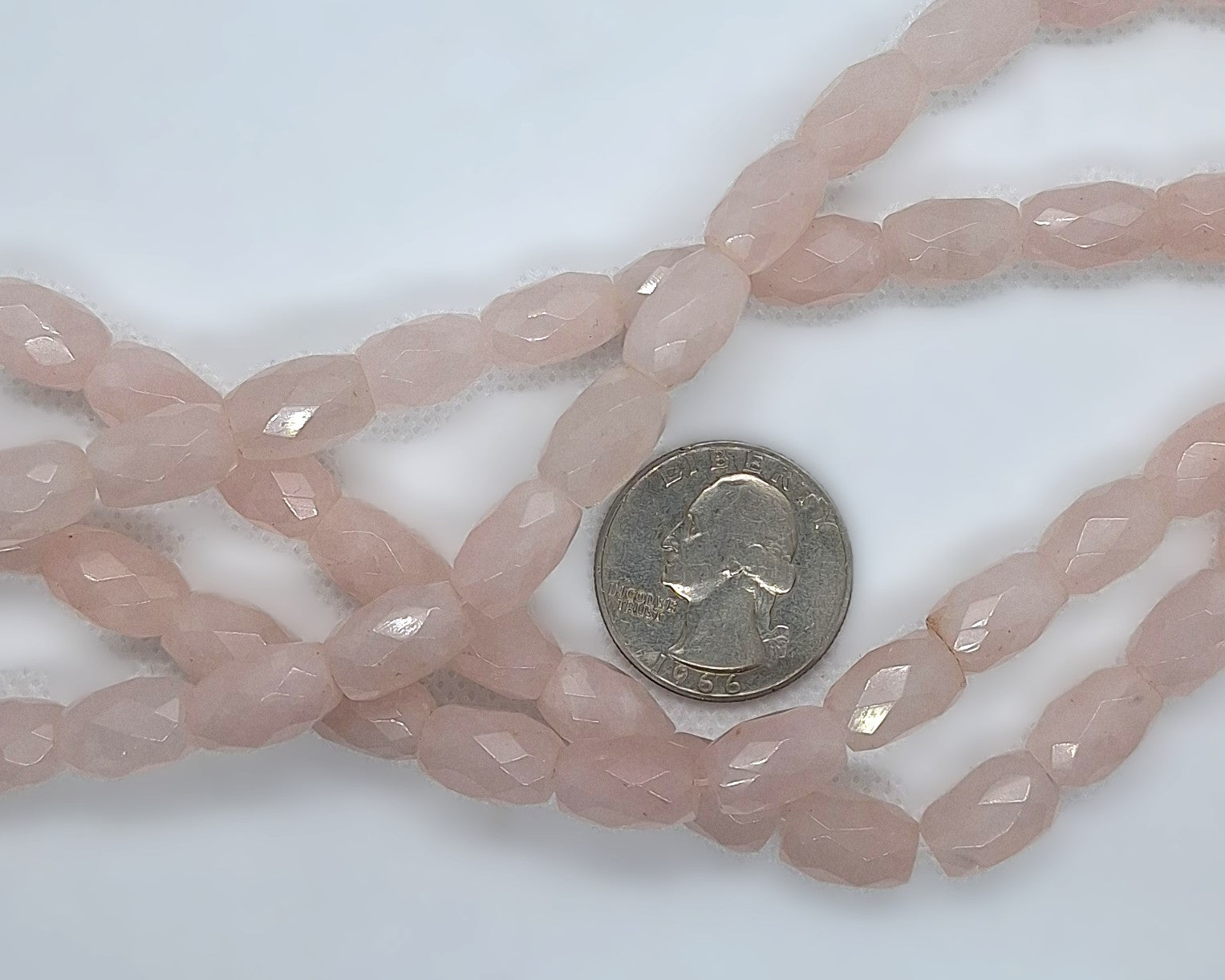 12x8mm Rose Quartz Faceted Barrel Gemstone Beads 16-Inch Strand
