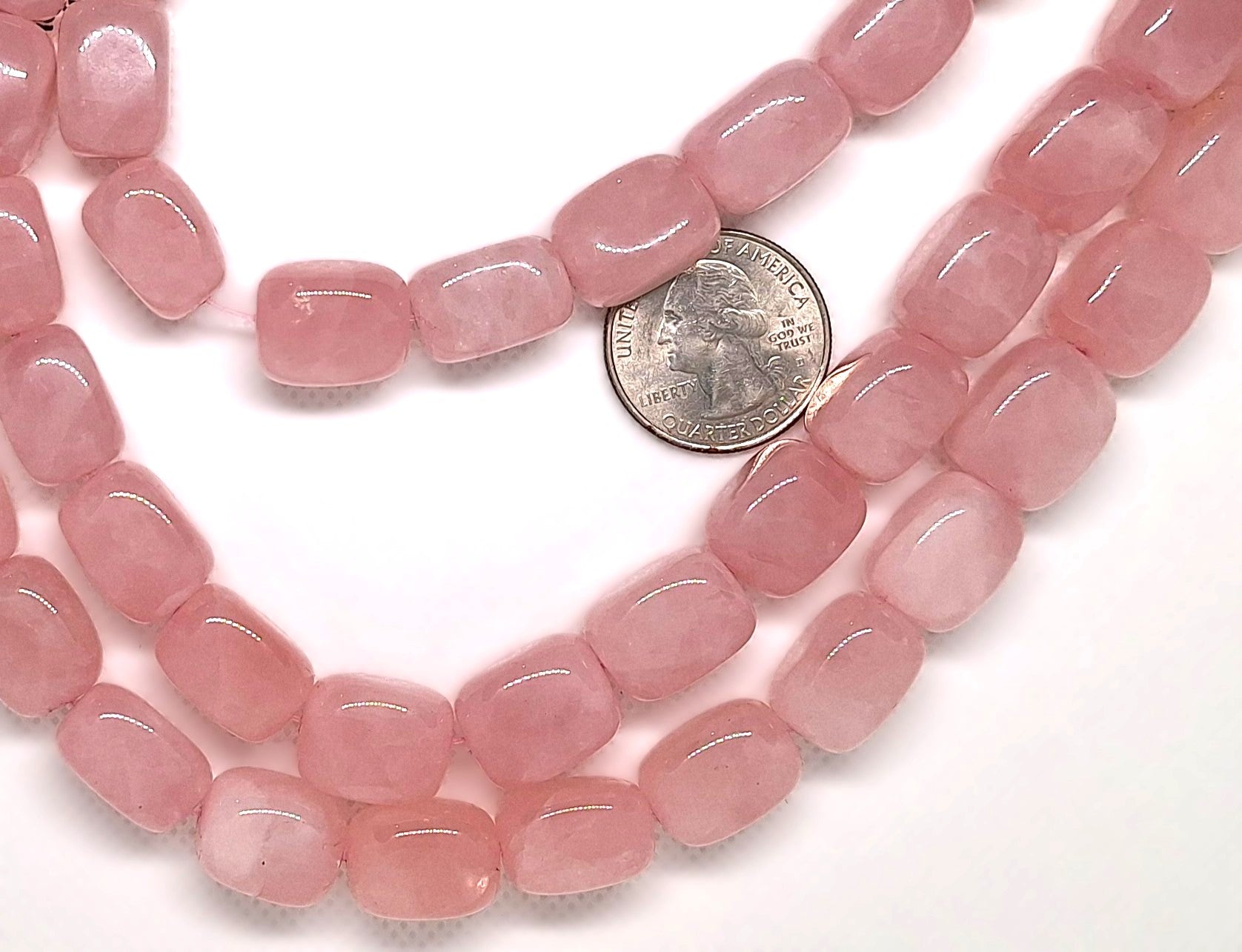 16x12mm Rose Quartz Rectangle Nugget Gemstone Beads 16-inch Strand