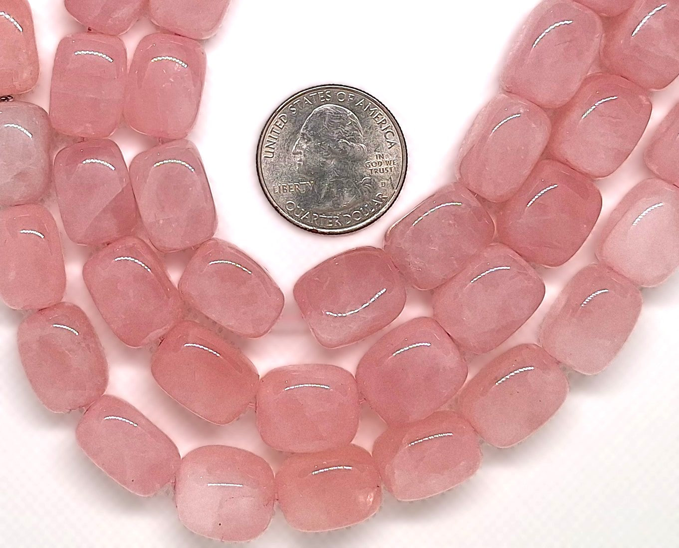 16x12mm Rose Quartz Rectangle Nugget Gemstone Beads 16-inch Strand