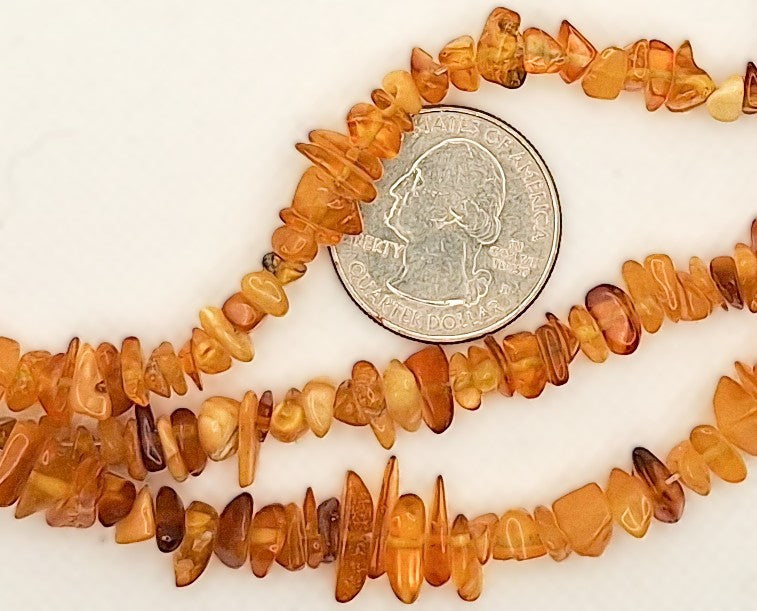 8x6mm Amber Chip Irregular Beads 8-inch Strand