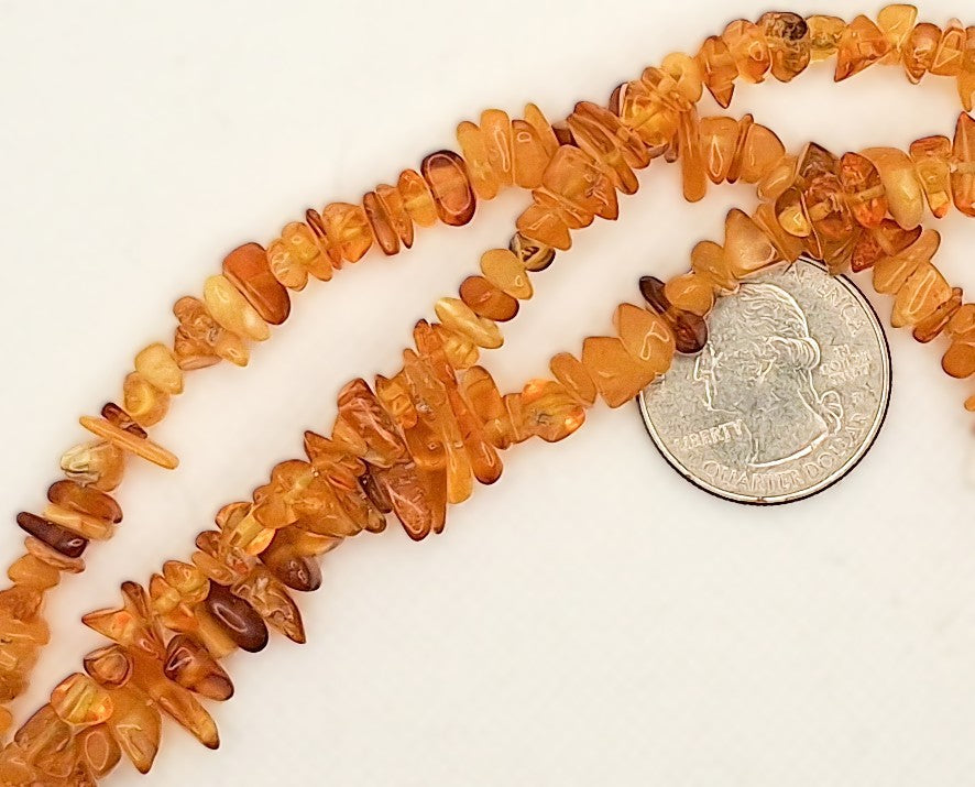 8x6mm Amber Chip Irregular Beads 8-inch Strand