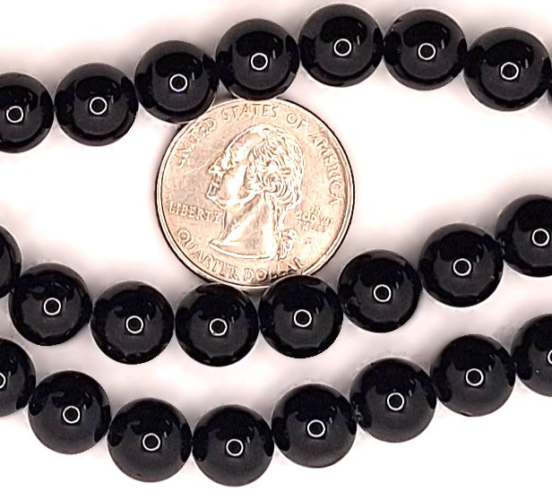 10mm Black Tourmaline Round Gemstone Beads 8-inch Strand