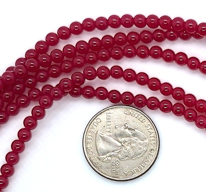 4mm Red Corundum Round Gemstone Beads 8-Inch Strand