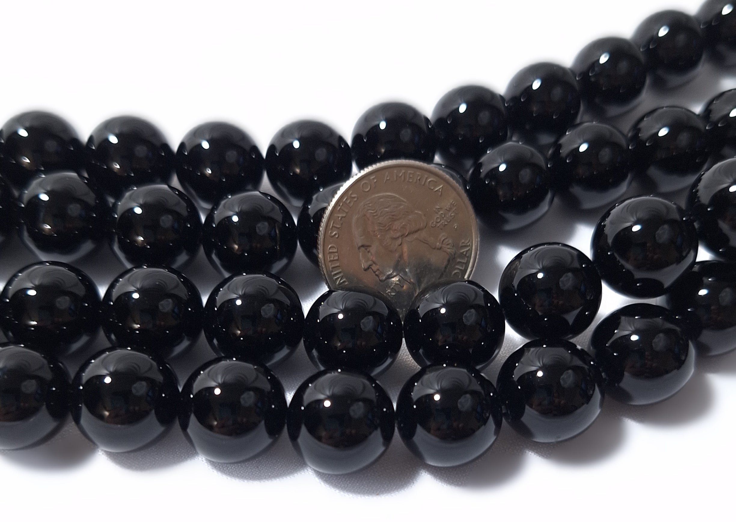 14mm Black Onyx Round Gemstone Beads 16-Inch Strand