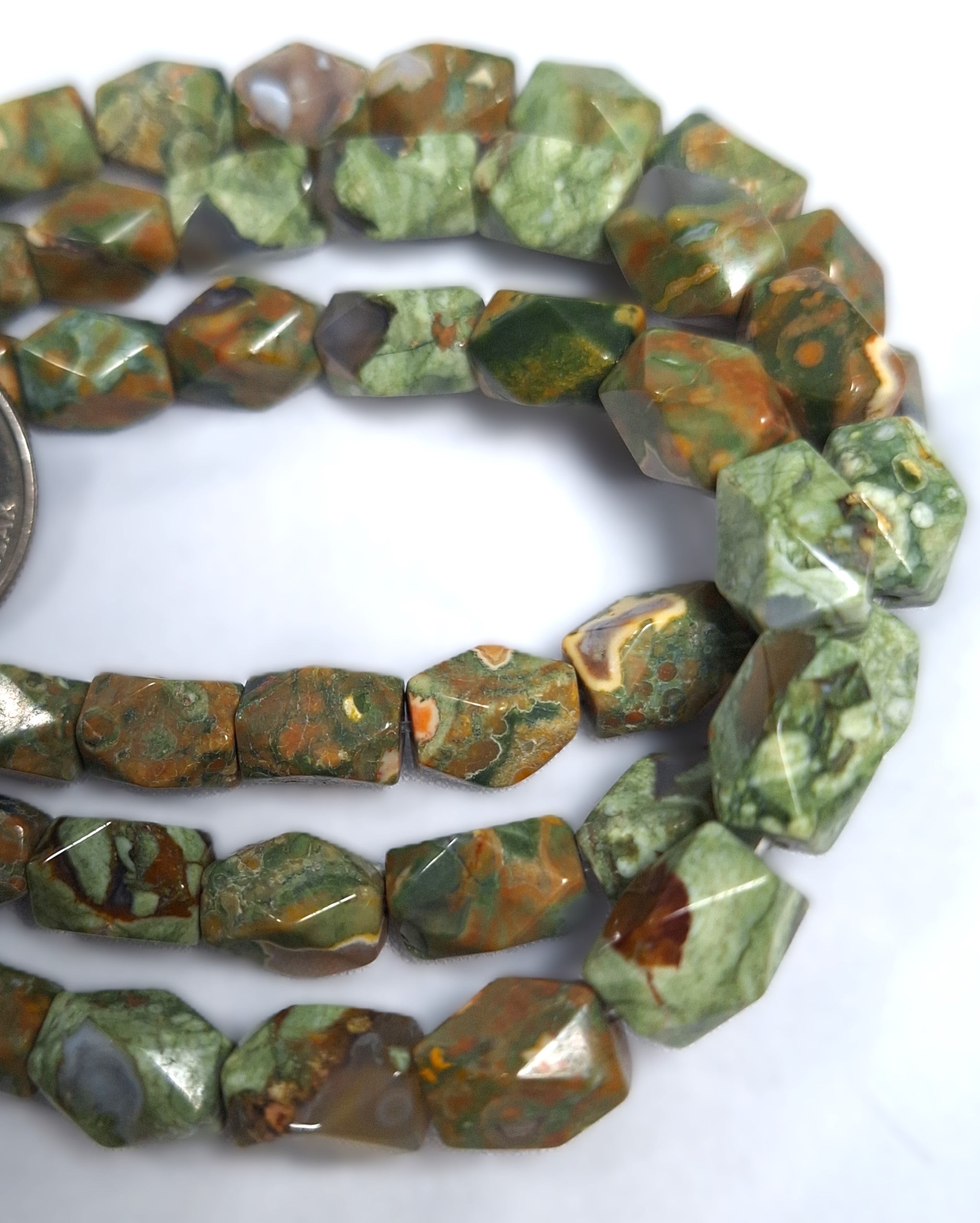 10x7mm Rhyolite Baroque Faceted Barrel Gemstone Beads 16-Inch Strand
