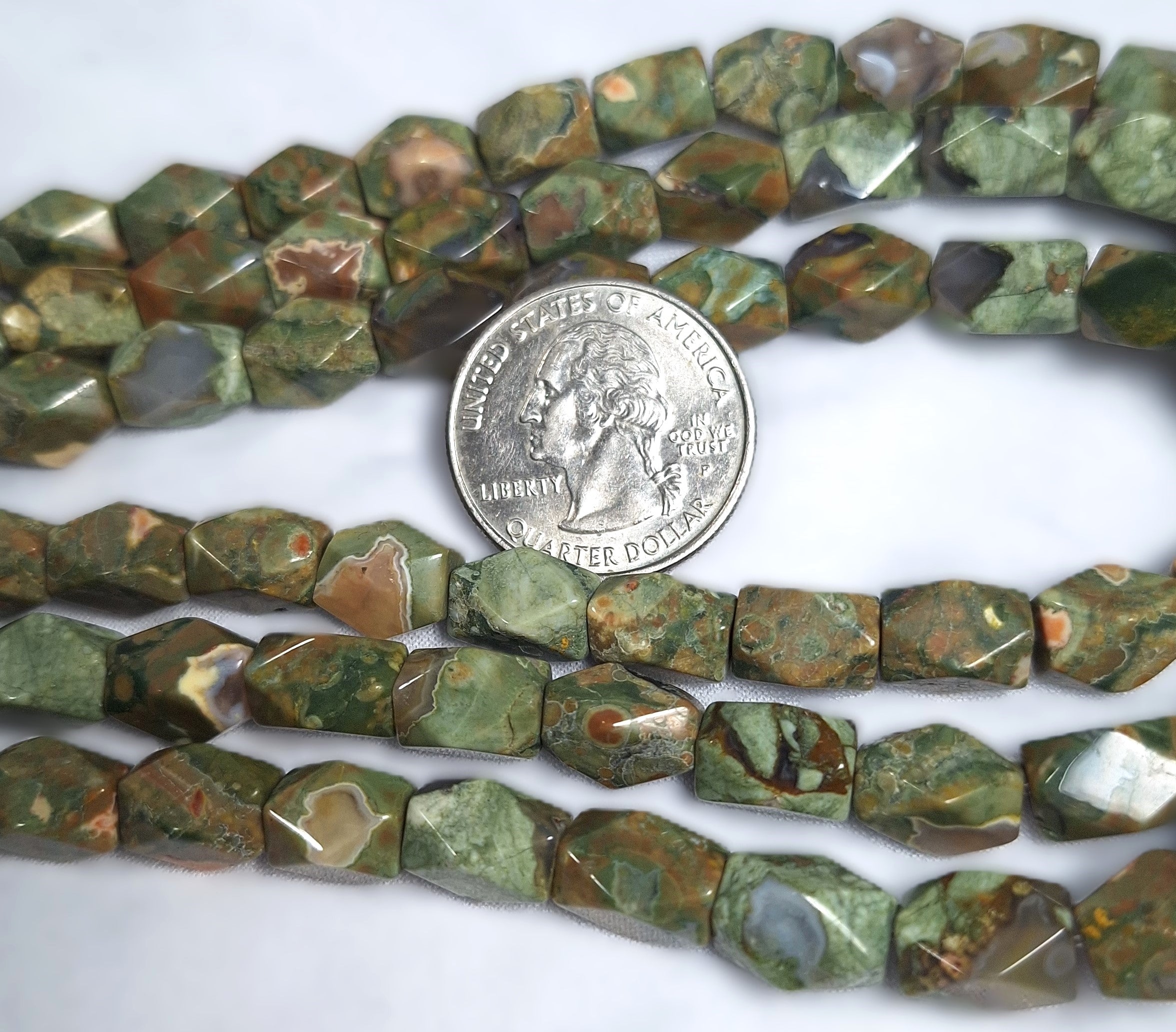 10x7mm Rhyolite Baroque Faceted Barrel Gemstone Beads 16-Inch Strand