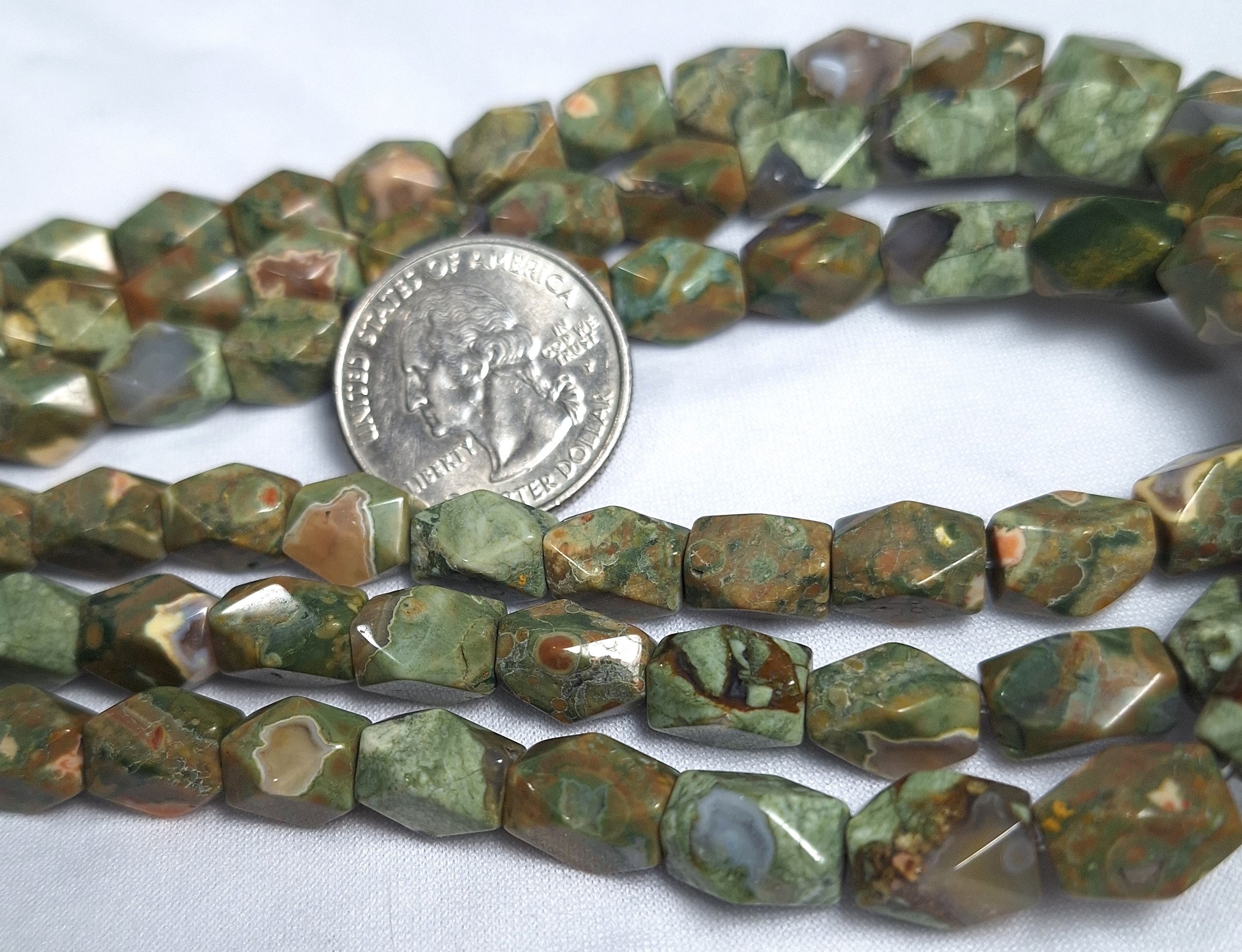 10x7mm Rhyolite Baroque Faceted Barrel Gemstone Beads 16-Inch Strand