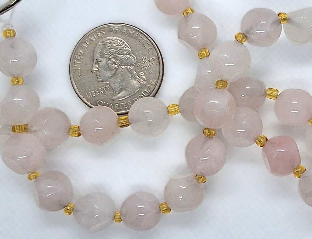 10mm Rose Quartz Magic Square Gemstone Beads 8-Inch Strand