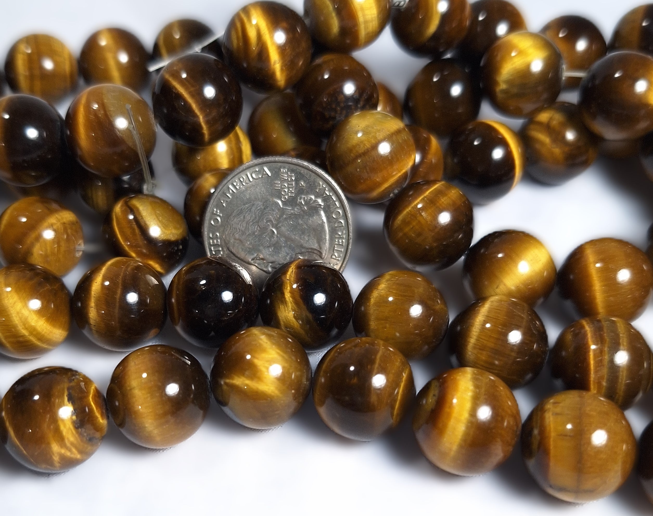 14mm Tiger's Eye Round Gemstone Beads 16-Inch Strand
