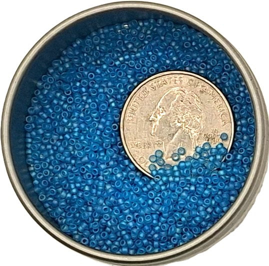 15/0 Dark Aqua Transparent Matte Rainbow Iris Toho Round Seed Beads 10g