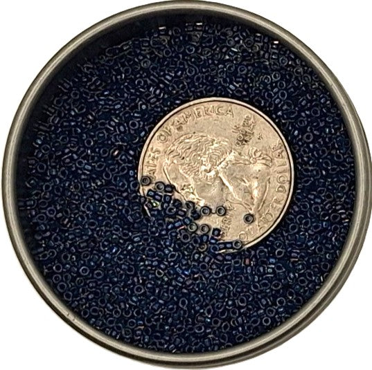 15/0 Capri Blue-Lined Crystal Clear Luster Toho Round Seed Beads 10g