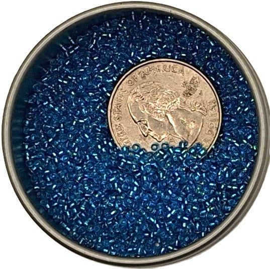 15/0 Dark Aqua Transparent Silver-Lined Toho Round Seed Beads 10g
