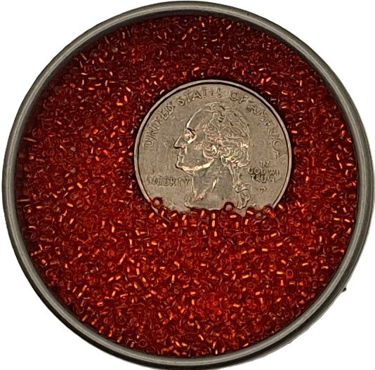 15/0 Light Siam Ruby Transparent Silver-Lined Toho Round Seed Beads 10g