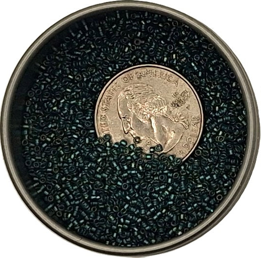 15/0 Prairie Green-Lined Crystal Clear Toho Round Seed Beads 10g