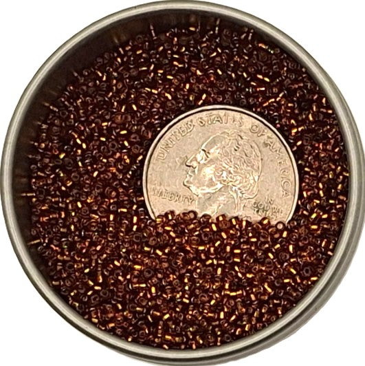 15/0 Smoky Topaz Transparent Silver-Lined Round Seed Beads 10g