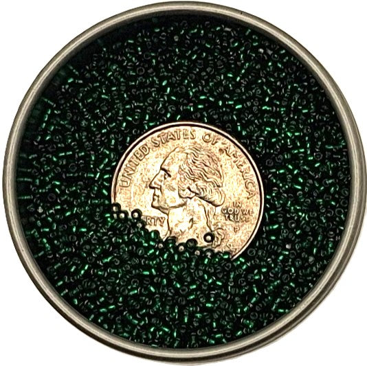 15/0 Green Emerald Transparent Silver-Lined Toho Round Seed Beads 10g