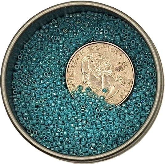 15/0 Turquoise Opaque Rainbow Toho Round Seed Beads 10g