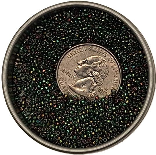 15/0 Higher-Metallic Olivine Rainbow Toho Round Seed Beads 10g